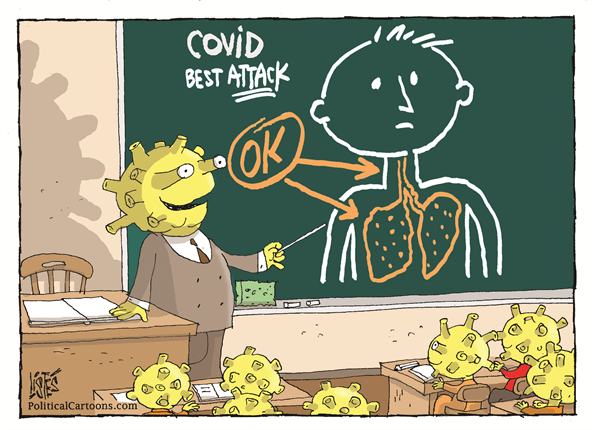 School for Corona by Nikola Listes, Croatia, politicalcartoons.com